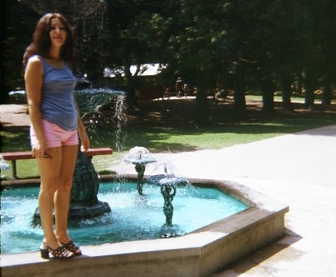 Bunnie at park fountain