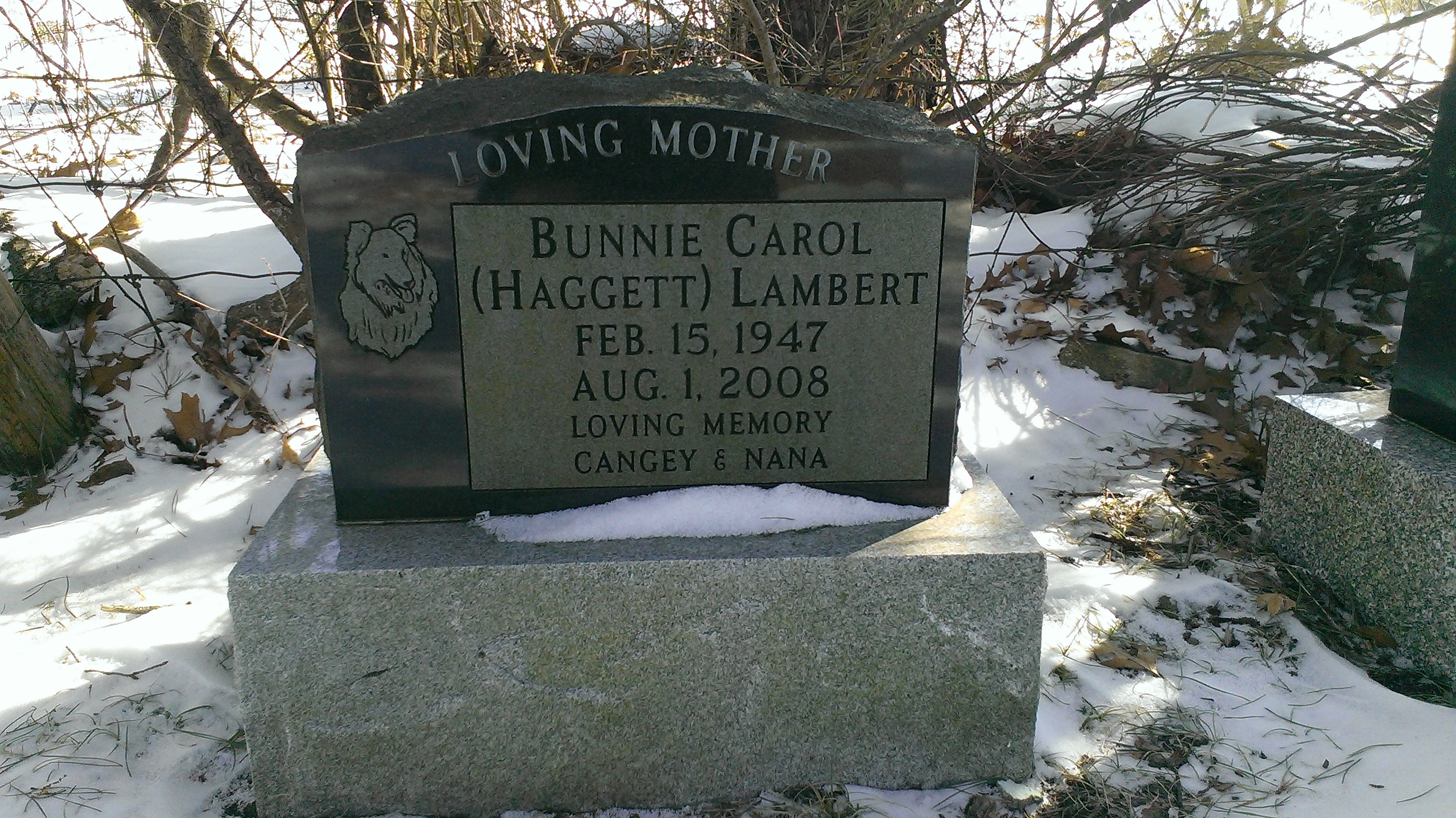 Bunnie Lambert Headstone at Blackwell Cemetery