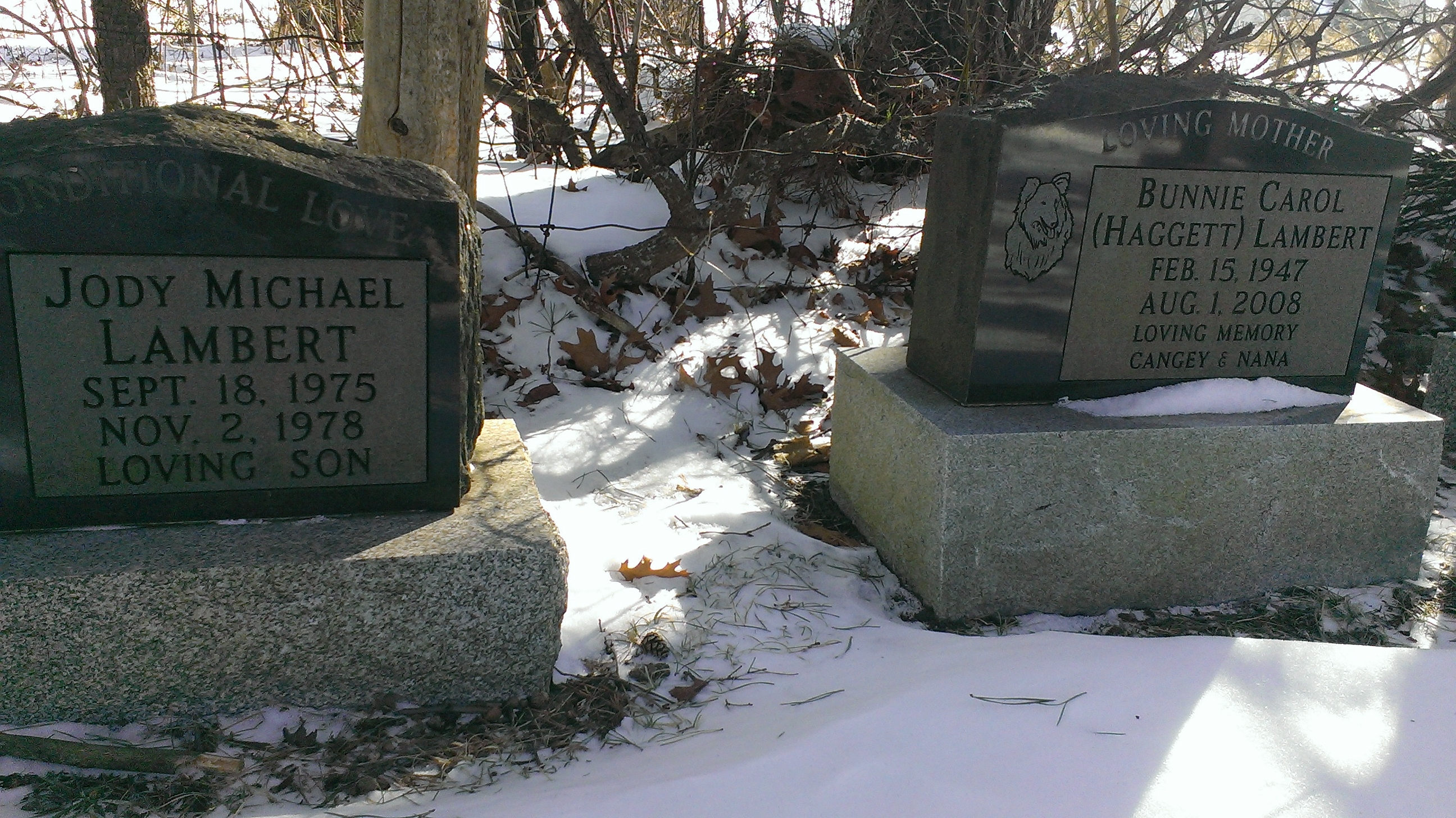 Bunnie and Jody Headstones Blackwell Cemetery